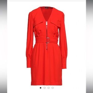 Pinko Vibrant Red Long Sleeve Dress